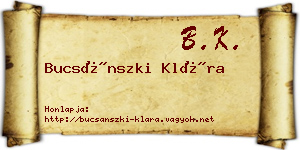Bucsánszki Klára névjegykártya