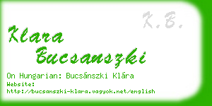 klara bucsanszki business card