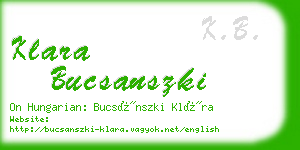 klara bucsanszki business card